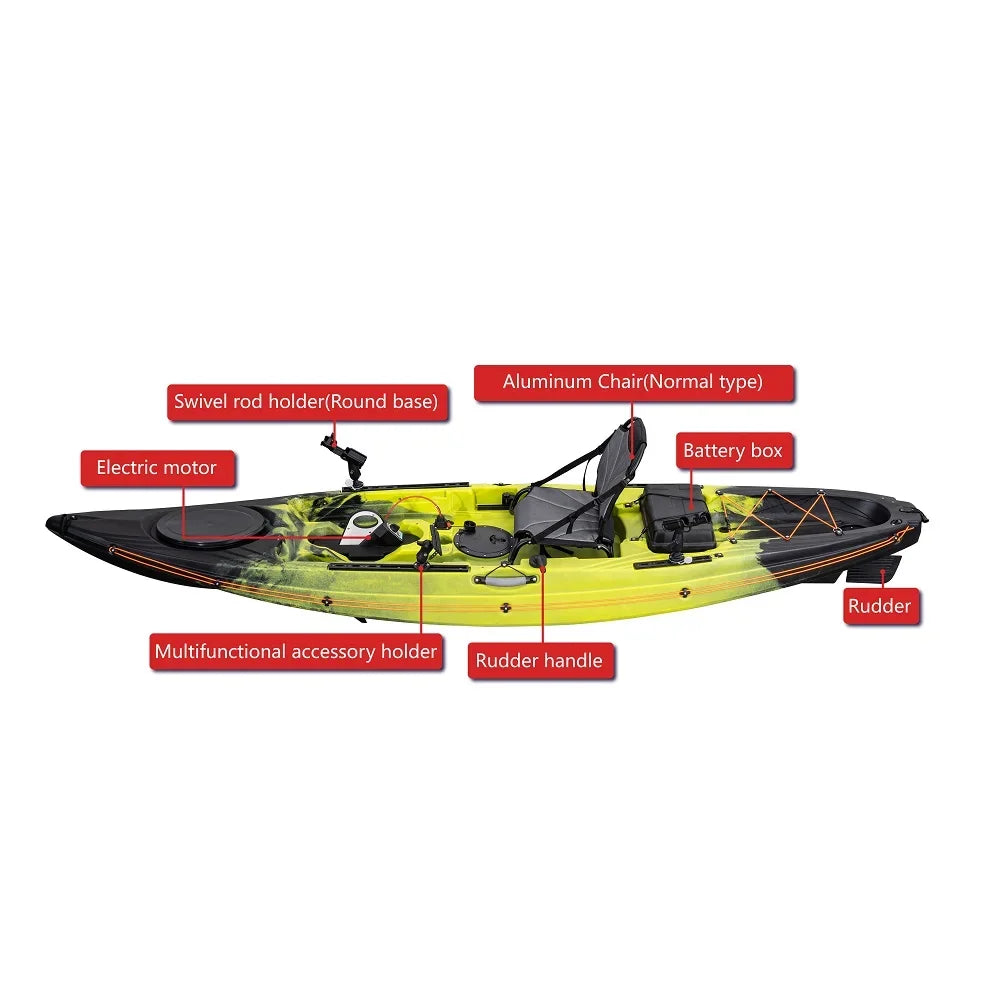 12FT 3.6Meter Single Fishing Kayak Sit on Top Electric Motor and Pedal Kayak Pick up at the Port