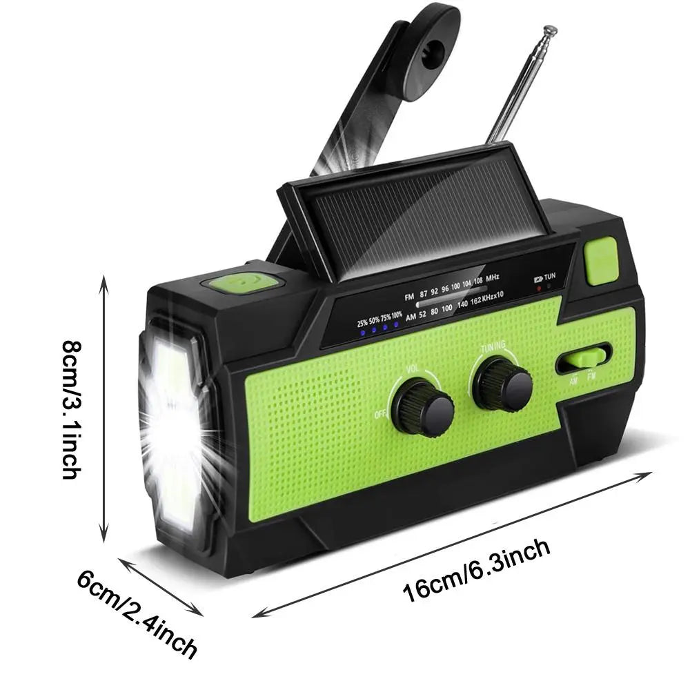 Solar Powered Hand Crank Radio, 1 Piece Multifunctional Portable Weather Radio with Flashlight & Motion Sensor, 4000Mah Large Capacity Emergency Crank Radio, Portable Rechargeable AM/FM Weather Radio for Home & Outdoor Camping Hiking, Mother'S Day Gift