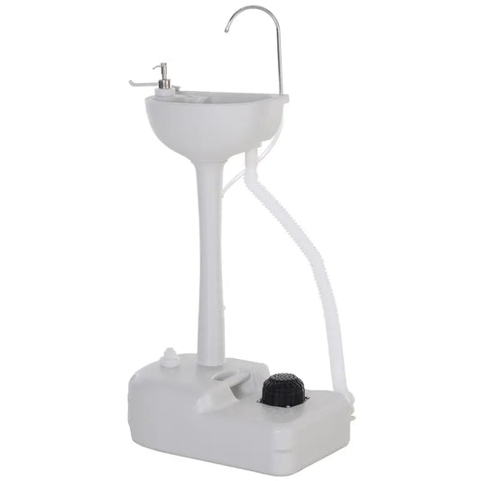 Kleankin Portable Camping Sink Hand Wash Station Basin with 4.5 Gallon Water Tank and Towel Holder