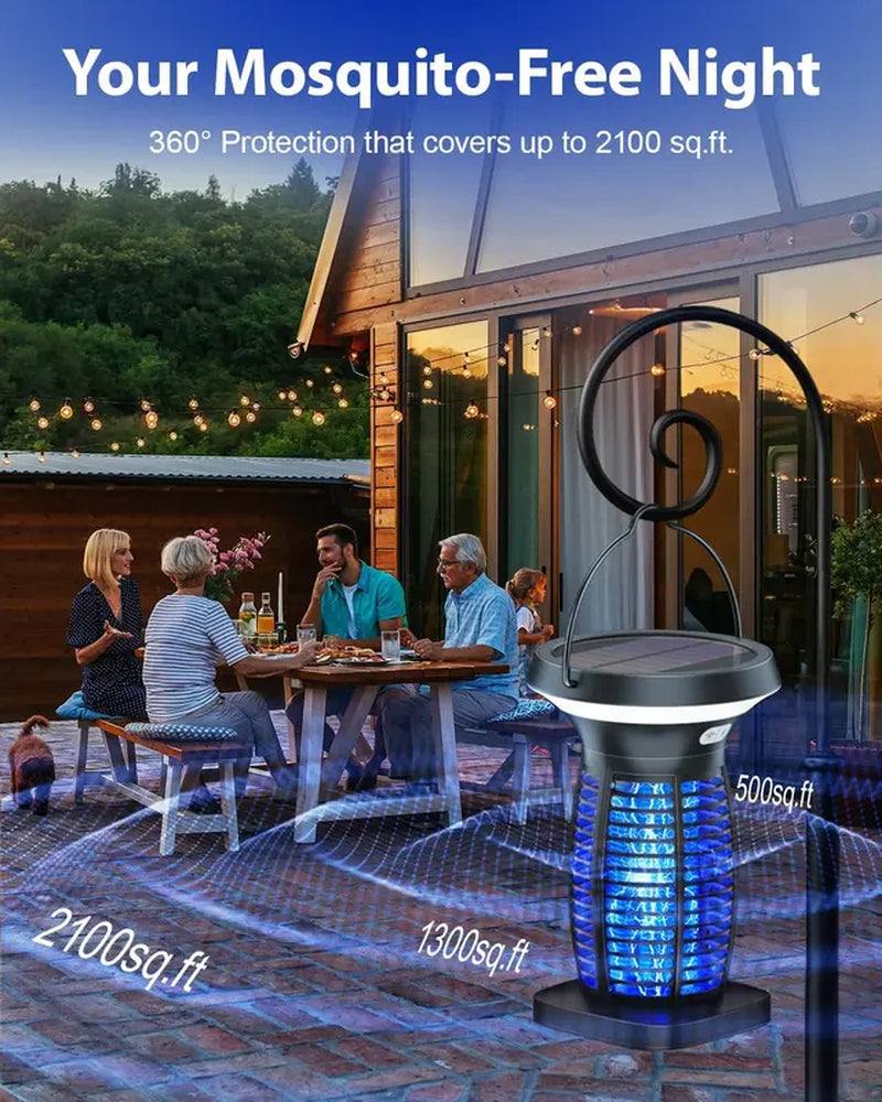 AUKFA Solar Bug Zapper, 3-In-1 Mosquito Zapper with Camping Lantern, Cordless Bug Zapper for Outdoor and Indoor, Battery Powered Fly Zapper, Waterproof Mosquito Killer for Patio, Home, Backyard, Camping