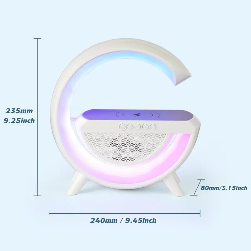 Day 10W Multifunctional Wireless Charger with Desk Lamp, 1 Piece LED Desk Night Light with Bluetooth-Compatible Speaker with LED Light, Mobile Cellphone Smartphone Charger with Room Ambient Light, LED Desk Night Light for Bedroom Dormitory Home Room Decor