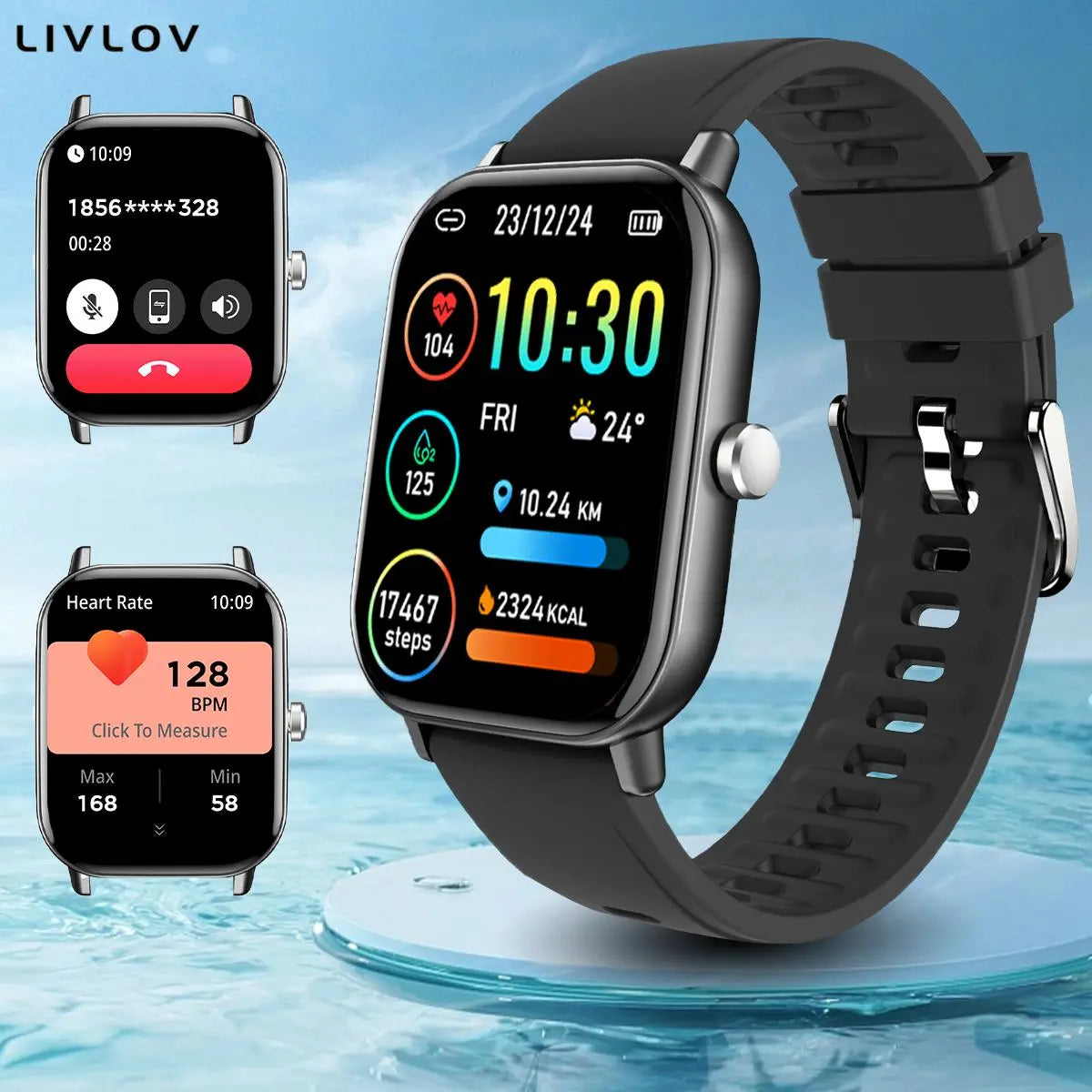 Smart Watch, 1 Piece 2.01'' Fitness Smart Watch with AI Voice, Multiple Sports Mode Fitness Tracker for Android Ios Phones
