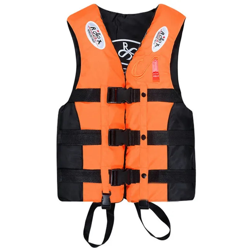 S -XXXL Swimming Boating Life Jacket Skiing Vest Survival Suit Outdoor Polyester Life Jacket for Adult Children with Whistle