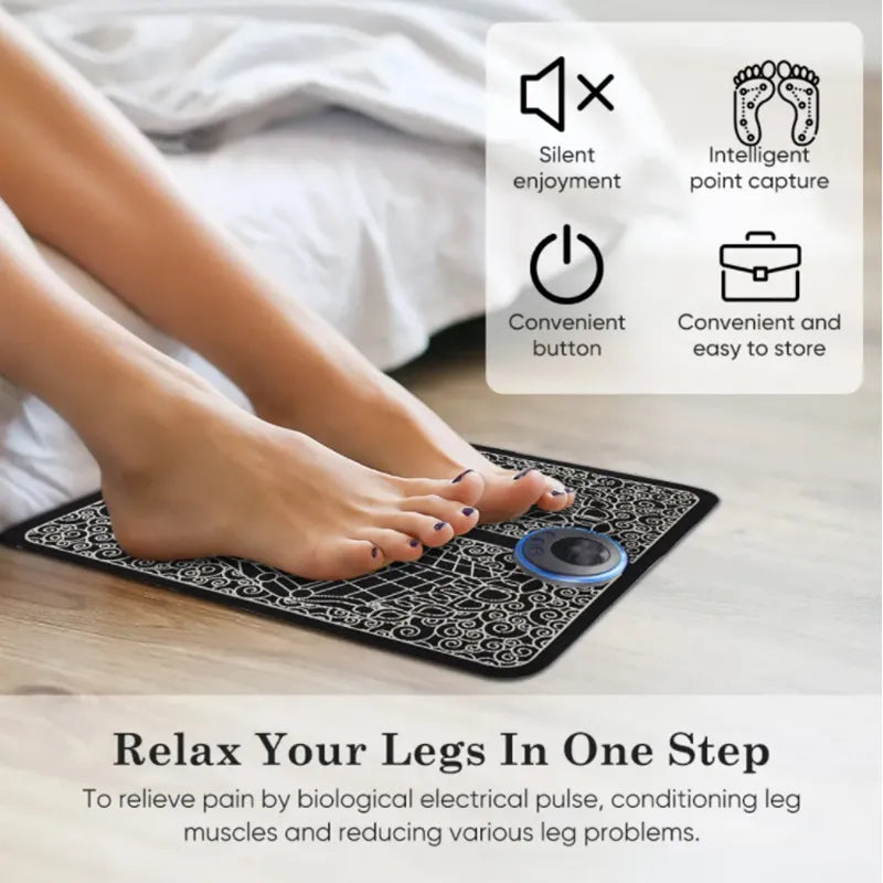 EMS Foot Massager Pad Portable Foldable Massage Mat Pulse Muscle Stimulation Improve Blood Circulation Relief Pain Relax Feet