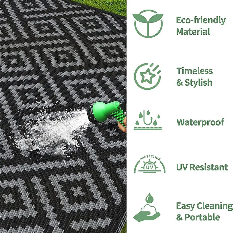 Outdoor Rug for Patio 5' X 8' Feet Waterproof Mat, Reversible Plastic Camping Rugs