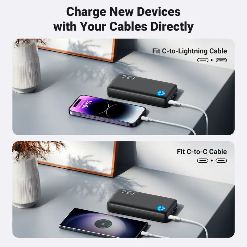 INIU Portable-Charger-Power-Bank, 22.5W PD QC 20000Mah USB C Power Bank, Fast Charging Battery Pack, 3-Output Phone Charger Compatible with Iphone 15 14 13 12 11 X Samsung S20 S10 Google Ipad Tablet