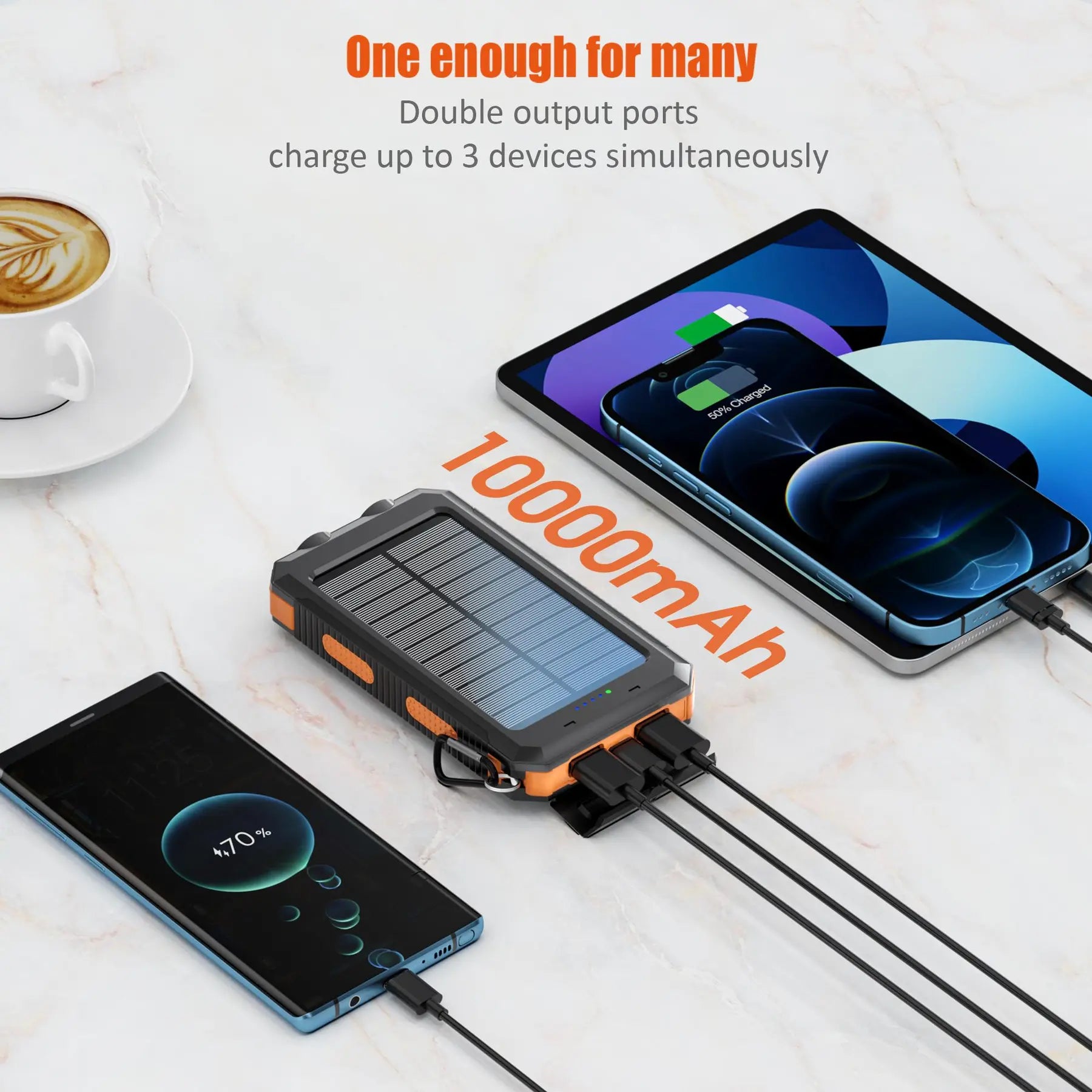 10000Mah Portable Solar Power Bank for Mother'S Day Gift, 1 Piece Dual USB Output Port Waterproof Power Bank with LED Light, Solar Charger Power Bank, Solar Panel Charger, Solar Phone Charger Compatible with Iphone & Android Phone for Spring Camping