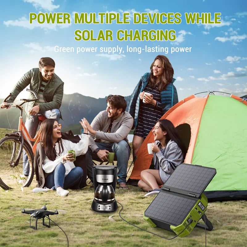 BROWEY Portable Power Station with 30W Solar Panel, 614.4Wh Lifepo4 Battery Backup, 110V/600W(Peak 1200W) Pure Sine Wave AC Outlet, Generator for Outdoor Camping, RV Travel, Home Use